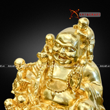  Quà Tặng Sếp Tượng Di Lặc cùng 5 em bé ngũ phúc dát vàng cao 25 cm 
