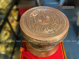  Quà Tặng Trống Đồng Đông Sơn đồng đỏ hoa văn chìm kích thước 20 x 18 cm 