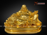  Quà Tặng Sếp Tượng Di Lặc đồng đỏ dát vàng kích thước 32 x 42 cm 