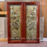  Quà Tặng Phong Thủy Tranh Cá Chép Trông Trăng kích thước 120 x 40 cm 