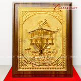  Quà Tặng Tranh Chùa Một Cột kích thước 20 x 25 cm mạ vàng 24k 