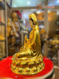  Quà Tặng Phong Thủy Tượng Phật Quan Âm dát vàng kích thước 30 x 17 cm 