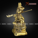  Quà Tặng Phong Thủy Tượng Quan Công đồng vàng kích thước 36 x 16 x 12 cm 