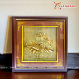  Quà Tặng Doanh Nghiệp Tranh Hoa Sen kích thước 26 x 26 cm dát vàng 