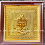  Quà Tặng Tranh Chùa Một Cột kích thước 30 x 30 cm mạ vàng 24k 