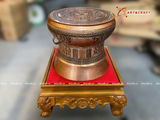  Quà Tặng Trống Đồng Đông Sơn đồng đỏ hoa văn chìm kích thước 40 x 36 cm 