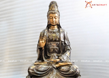  Quà Tặng Phong Thủy Tượng Phật Quan Âm đồng đỏ khảm tam khí cao 61 cm 