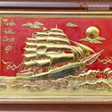  Quà Tặng Khai Trương Tranh đồng Thuận Buồm Xuôi Gió kích thước 28 x 38cm mạ vàng 24K 