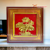  Quà Tặng Doanh Nghiệp Tranh Hoa Sen kích thước 30 x 30 cm mạ vàng 