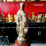  Quà Tặng Phong Thủy Tượng Khổng Minh đồng đỏ khảm bạc cao 70 cm 