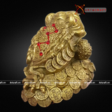  Quà Tặng Phong Thủy Tượng Thiềm Thừ đồng vàng kích thước 14 x 18 x 13 cm 