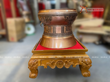 Quà Tặng Trống Đồng Đông Sơn đồng đỏ hoa văn chìm kích thước 25 x 22,5 cm 