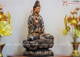  Quà Tặng Phong Thủy Tượng Phật Quan Âm đồng đỏ khảm điểm vàng cao 61 cm 