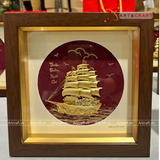  Quà Tặng Khai Trương Tranh đồng Thuận Buồm Xuôi Gió kích thước 20 x 20 cm dát vàng 