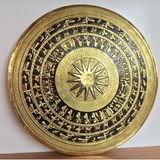  Quà Tặng Đối Tác Tranh Trống Đồng đường kính 81 cm đồng vàng hoạ tiết thúc nổi dát vàng 