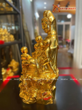  Quà Tặng Phong Thủy Tượng Phật Quan Âm dát vàng 19 x 13 x 11 cm 