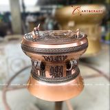  Quà Tặng Trống Đồng Đông Sơn đồng đỏ hoa văn chìm kích thước 25 x 22,5 cm 