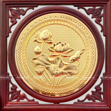  Quà Tặng Doanh Nghiệp Tranh Hoa Sen hai mặt mạ vàng 24K cao 35 cm ; rộng 28.5 cm 