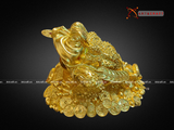  Quà Tặng Phong Thủy Tượng Thiềm Thừ đồng vàng dát vàng kích thước 25 x 38 x 40 cm 