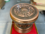  Quà Tặng Trống Đồng Đông Sơn đồng đỏ hoa văn chìm kích thước 40 x 36 cm 