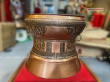  Quà Tặng Trống Đồng Đông Sơn đồng đỏ hoa văn chìm kích thước 25 x 22,5 cm 