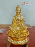  Quà Tặng Phong Thủy Tượng Phật Quan Âm đồng đỏ dát vàng kích thước 47 x 28 cm 