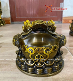  Quà Tặng Phong Thủy Tượng Thiềm Thừ đồng vàng kích thước 14 x 15 x 15 cm 