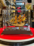  Quà tặng Mô Hình Thuyền Buồm dát vàng kích thước 17 x 21 x 10,5 cm 