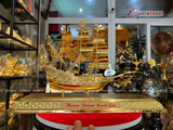  Quà tặng Mô Hình Thuyền Buồm dát vàng kích thước 34 x 51 x 18 cm 