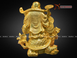  Quà Tặng Sếp Tượng Di Lặc cưỡi long quy gánh tiền dát vàng kích thước 36 x 31 cm 