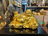  Quà Tặng Sếp Tượng Di Lặc đồng vàng dát vàng kích thước 9 x 16 x 9 cm 