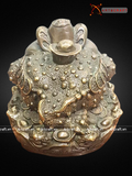  Quà Tặng Phong Thủy Tượng Thiềm Thừ đồng vàng hun nâu kích thước 15 x 18 cm 