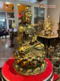  Quà Tặng Phong Thủy Tượng Phật Quan Âm đồng vàng giả cổ kích thước 38 x 21 x 21 cm 
