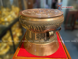  Quà Tặng Trống Đồng Đông Sơn đồng đỏ hoa văn chìm kích thước 20 x 18 cm 