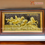  Quà Tân Gia Tranh đồng Mã Đáo Thành Công kích thước 50 x 90 cm mạ vàng 