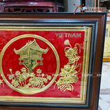  Quà Tặng Tranh Chùa Một Cột kích thước 38 x 54 cm mạ vàng 24k 