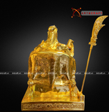  Quà Tặng Phong Thủy Tượng Quan Công dát vàng kích thước 22 x 14 x 14 cm 