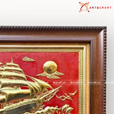  Quà Tặng Khai Trương Tranh đồng Thuận Buồm Xuôi Gió kích thước 28 x 38cm mạ vàng 24K 