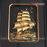  Quà Tặng Khai Trương Tranh đồng Thuận Buồm Xuôi Gió kích thước 25 x 32 cm mạ vàng 24K 