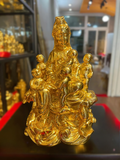  Quà Tặng Phong Thủy Tượng Phật Quan Âm dát vàng 19 x 13 x 11 cm 