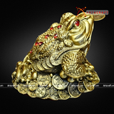  Quà Tặng Phong Thủy Tượng Thiềm Thừ đồng vàng cao 12 cm 