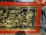  Quà Tặng Sếp Tranh Cá Chép Hóa Rồng đồng vàng kích thước 93 x 168 cm 