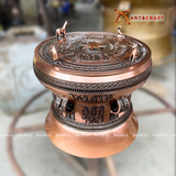  Quà Tặng Trống Đồng Đông Sơn đồng đỏ hoa văn chìm kích thước 25 x 22,5 cm 