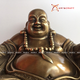  Quà Tặng Sếp Tượng Di Lặc đồng vàng hun nâu kích thước 21 x 41 cm 