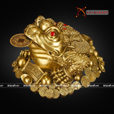  Quà Tặng Phong Thủy Tượng Thiềm Thừ đồng vàng kích thước 18 x 20 cm 