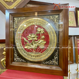  Quà Tặng Doanh Nghiệp Tranh Hoa Sen kích thước 42 x 42 cm mạ vàng 24K 