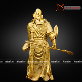  Quà Tặng Phong Thủy Tượng Quan Công cầm thanh long đao đồng vàng kích thước 47 x 19 x 17 cm 