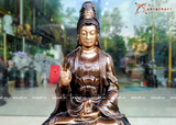  Quà Tặng Phong Thủy Tượng Phật Quan Âm đồng đỏ hun nâu cao 61 cm 