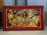  Quà Tặng Tranh Vinh Hoa Phú Quý đồng vàng thiếp điểm vàng điểm bạc kích thước 68 x 107 cm 