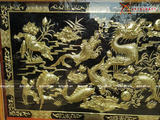  Quà Tặng Sếp Tranh Cá Chép Hóa Rồng đồng vàng kích thước 93 x 168 cm 